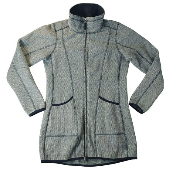 Eddie Bauer Women Wool Blend Full-Zip Long Jacket Size S Gray Cozy Dark Academia - Picture 1 of 12